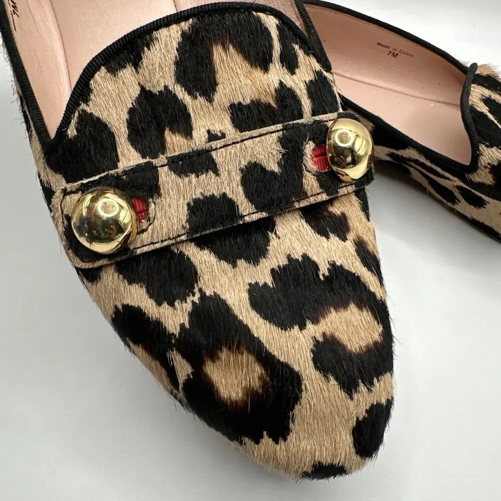 Kate‎ Spade Sutten Ball Flats Leopard Calf Hair Fur Gold Ball 7